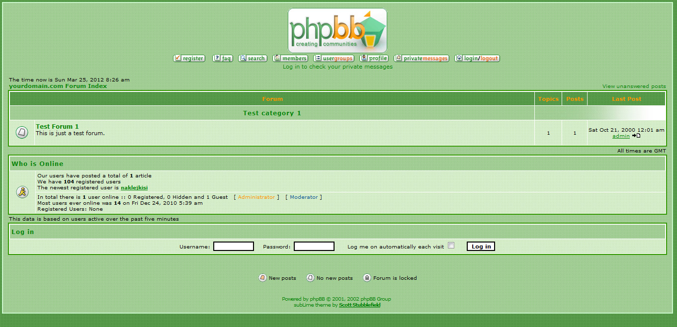 Шаблон «sub Lime» для phpBB